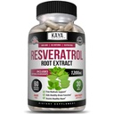 Kaya Naturals - Capsule Resveratrolo - Supplemento Antiinvecchiamento - Antiossidanti con Supporto Cervello - Vantaggi Massimi - Capsule 60 Veggies