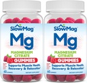 SlowMag Magnesium Citrate Gummies, 60 Conte, Supporta la salute del muscolo, Natural Berry Flavor, Recupero & Relax Pack di 2