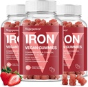 Iron Gummies Integratori per Bambini & Donne - Multivitamina con Ferro per Sangue Sano, Grande Tasting Vitamine Gomma con Vitamina C per Assorbimento Max - Fragola (3 Pacchetti)