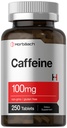 Horbäach Caffeine Pills 100mg | 250 compresse | Formula vegetariana | Non OGM, Integratore senza glutine