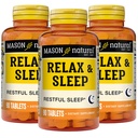 MASON NATURAL Relax & Sleep Dietary Herbal Supplement con Valerian Root & Passiflora Extract, Alimentazione di 9 mesi, 3 Pack