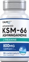 Piping Rock KSM-66 Ashwagandha L-Theanine Supplement | 800mg | 100 Caplets | Estratto di radice complesso avanzato | Vegan, Non OGM, Gluten Free