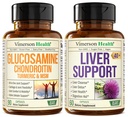 Glucosamina Condroitin MSM con Turmeric Boswellia & Liver Cleanse Detox & Repair 40+ Integratore del fegato con il 50% di estratto di cardo di silimarin per il supporto misto e del fegato
