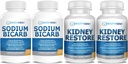 Sodio Bicarbonato 650mg Capsule per Acid Relief, Alkalinity 120 Pills 2-Pack + Restore Rene Cleanse e Kidney Health Supplement, 60 caps - 2 Pack
