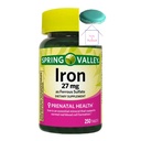 Spring Valley Ferro come Ferrous Sulfate Tablets Integratore alimentare, 27 mg, 250 Conte + 1 Mini contenitore di pillole (Varie di colore)