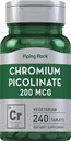 Piping Rock Chromium Picolinate 200mcg | 240 compresse | Vegetariano, Non OGM, Integratore senza glutine