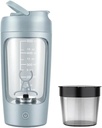Bottiglia di Shaker proteico portatile elettrica per miscele di liscio | w/FREE PROTEIN POWDER CUP | Bottiglia Premium realizzata in Tritan – BPA Free | 650 ml | ricaricabile per GYM & Sports Enthusiast. (Baby Blue)