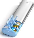 Vaydeer 7 giorno organizzatore settimanale di pillole 2 volte al giorno, metallo Am Pm Travel Pill Case, grande capacità Twice Daily Cute Pill Box per integratori, pillole, vitamine e farmaci (argento)
