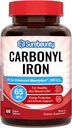 Ferro al carbonio, con vitamina C naturale, delicato sullo Stomach, alto assorbimento, per la funzione delle cellule del sangue rosso, supporto energetico, Vegan, 60 Tabs