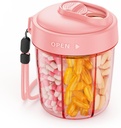 AUVON Large Pill Dispenser per memorizzare 7 vari supplementi, Organizzatore di Pillole di viaggio con progettazione Anti-Mix, Bottiglia di pedaggio con ampio coperchio di apertura & Slider Facile da usare, Include 20 adesivi Blank, Rosa