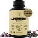 Elderberry con vitamina C, Zinco, & Ginger – Potente Booster Immune 5000 Mg Elderberry, Zinco, & Vitamina C – Vitamine Immunità non OGM per gli adulti per aiutarti a sentire vibrante, 60 Caps.