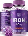 Iron Gummies 40mg con vitamina C 100mg – Miglior integratore di ferro per le donne, gli uomini e gli adulti – Free Blood Builder for Anemia – Supporto immunitario & Energy Booster | Fruit Pectin | Vegan | Non OGM