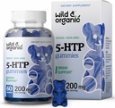 Wild & Organic 5-HTP 200mg Mood Gummies - L-Tryptophan per il relax e la calma naturale - 5 HTP supplemento per il supporto del cervello - 60 Vegan, non OGM 5HTP Gummies