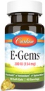 Carlson E-Gems 200 IU (134 mg), Vitamina E naturale, Benessere ottimale, 90 Gel Morbido