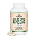 Ginseng Capsules (Estratto Ginseng Rosso coreano, Panax Ginseng 10% Ginsenosides) (4 Mesi di Alimentazione) 240 Capsule Vegan - 1.000mg per Serving per Mood, Funzione cognitiva e supporto energetico di Double Wood