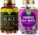 Maju Superfoods Black Seed olio capsule e viola mare moss capsule Bundle
