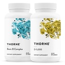 THORNE - Basic B Complex (60 capsule) & Vitamina D-5000 (60 capsule) Bundle - Supporta la produzione di energia cellulare, la salute del cervello e le ossa sane - Gluten, latticini & Soy-Free
