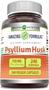 Incredibile formulas Psyllium Husk 750mg Veggie Capsule Supplemento | Non OGM | Gluten Free | Made in USA | Adatto per vegetariani (240 Conte)