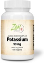 Integratori Zen - Potassium 99 mg (Aminoacido) 100-Tabs - Fluid & Electrolyte Balance Formula - Cuore, Nerve & Muscle Function Support