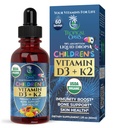 USDA Organic Vitamin D3 K2 Liquid Drops | Vitamina D3 K2 Supplemento per bambini e bambini Età 1+ | Supplemento per l'assorbimento del calcio Ossa forti | Vegan, Non OGM | 2 Fl Oz