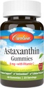 Carlson - Astaxanthin Gummies, con vitamina C, supporto immunitario, antiossidante, salute del cuore, non OGM, Cherry Flavor, 46 Gummie vegetariane