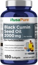 NusaPure Black Seed Oil 2000mg per Serving - 180 Softgel Caps (non OGM, senza glutine) Nigella Sativa a freddo