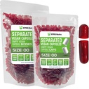 XPRS Nutra Vegan Size 00 Capsule Separati - 1000 Count Premium Capsule Vuoti Separati in Borse - 00 Pillole Vuoto per Integratore fai da te Riempimento (Clear Red)