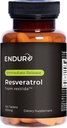 Endur Resveratrolo, Integratore di supporto sano e cardiovascolare, Estratto di pelle di uva antiossidante di rilascio istantaneo, senza glutine, 100 mg (150 compresse)