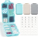 3 Pack, 14 GRIDS Travel Pill Organizer Box con Etichette - Travel Medicine Case Kit - Pocket Daily Pharmacy Container - Dispenser per il supporto per la vitamina dell'olio di pesce
