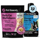 Gatto Multivitaminico Chews + Omega 3 Fish Oil Supplemento per cani e gatti - Cat Trattamenti per la salute, Immune, Supporto congiunto, Pelle & Cappotto, Digestione e Totale Benessere | Pollo (30-Day Supply)