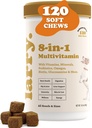 8-in-1 Multivitamin Dog Supplemento di Larry | Cuore, Digestione, fegato, pelle, cappotto, & Joint Support Supplement per cani | con vitamine, minerali, Omegas, & Glucosamine Chondroitin | 120 Soft Chews