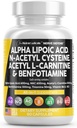 Acido alfa lipoico 600mg N-Acetil Cysteine 600mg Acetil L-Carnitina 500mg Benfotiamine 300mg - Nerve Support Supplemento per le donne e gli uomini con vitamina B1 B6 & B12 - Made in USA 90 Caps