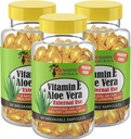 Naturale del sole Vitamina E e Aloe Vera Moisturizer. Formula idratante per pelle secca, sollievo allenitivo, nutrimento e elasticità della pelle. Promuove la pelle morbida e sana. 60 Vials. Confezione da 3