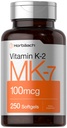 Horbäach Vitamin K2 MK7 100mcg | 250 Softgels | Non OGM, Integratore senza glutine