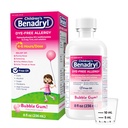 Benadryl Children’s Dye-Free Allergy Relief Liquid, Allergy Medicine for Kids, 12,5 mg Diphenhydramine HCl Antihistamine, Relieves Runny Nose & Sneezing, Paraben-Free, Bubble Gum Flavor, 8 fl.