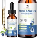 Magnesio Glycinate Liquid Drops Complex Supplemento con Taurate, Malate for Calm, Leg Cramps, Energy | Magnesio Vegano senza zucchero e naturale, Aroma di mirtillo