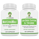VitaMonk Energy & Focus Bundle: MatchaMax Organic Japanese Matcha Capsules Low Dose Caffeina e Theanine