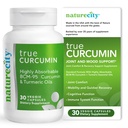 NatureCity True-Curcumin Turmeric Supplemento | Tumerico non OGM e curcumina 500mg Curcuma Capsule Integratori di vitamina | Fino al 700% Aumento dell'assorbimento (30 giorni di alimentazione) | Supporti giunti