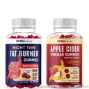 MAV NUTRITION Night Time Fat Burner Gummies e Apple Cider Vinegar Gummies | Nighttime, Metabolism Boost & Weight Management Gummy Bundle | 30 Serve Ogni