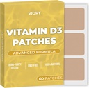 D3 Patches (Pack of 60) - Patch D naturale al 100% per donne e uomini - con calcio, magnesio, K2 - Immune & Body Support - Formula potenziata