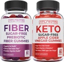 Atlantis Nutrition Zucchero Prebiotico Gratuito Fibra Gummies per Adulti 2-Pack (120 Gummies) + Aceto di sidro di mele Keto senza zucchero 60 Gummies