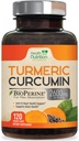 Integratore curcuma curcuma curcuma 2600mg - 95% Curcuminoidi con Pepe nero curcuma organico e bioperina per il miglior assorbimento, Supporto misto vegano della natura, Tumerico non OGM, Bottigliato negli Stati Uniti - 120 Capsule