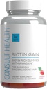 Consolare la salute BIOTIN GAIN Gummies con ANAGAIN - Ridurre la perdita di capelli - clinicamente testato - 10.000 mcg Biotin Vitamina B7 per sostenere la crescita sana dei capelli, la pelle e le unghie per le donne e gli uomini - 60 Conte