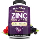 Nutrivein Premium Zinc Picolinate 100mg - 120 Capsule per Adulti: Integratori di zinco ad alto assorbimento - Nourishment essenziale per il benessere generale - Max Biodisponibilità
