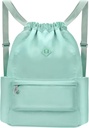 Zaino con coulisse con Wet Pocket Gym Zaino Water-Resistant Cinch String Bag Beach Swim per gli uomini delle donne