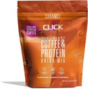 Click Coffee Protein Powder | Double Shot Espresso | 16g Protein | 23 Vitamine essenziali | Bassa Calorie Meal Sostituzione | 150mg Caffeina | Gluten Free | No Artificial Flavors or Colors | Caramel