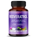Ultra Resveratrolo 8 in 1 Formula - con Niacina di cardo di latte di semi di Uva (150 Conteggio)