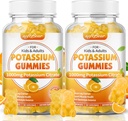 Citrato di potassio morbido 1000mg, Gummie di potassio senza zucchero per gli adulti Supporto Crampe di gambe &amp; salute del muscolo Alta potenza Supplemento di potassio Gummies Arancione Flavor 120 Conte