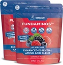 FundAminos Organic EAA Powder Blend | Aminoacidi essenziali basati sulle piante per la vitalità quotidiana, l'invecchiamento sano e la nutrizione bilanciata | Gluten Free, Non OGM, Clean Label – 2 Borse (60 Serve)
