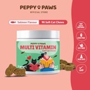 Multivitamina per gatti – 90 Soft Chews | Omega 3, Olio di salmone, Glucosamina, MSM, Condroitina, CoQ10, Probiotici, Vitamina B Complex & C | per pelle, Giunto, Cuore, Supporto per l'immunità | Non OGM